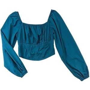 Japna Bustier Top Womens M Blue Smocked Cottagecore Y2K Fairycore Milkmaid Boho‎